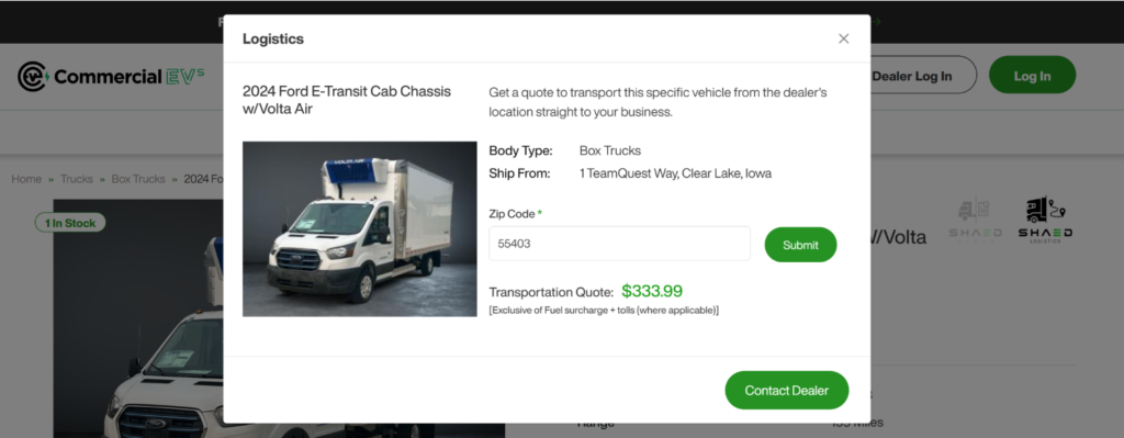 Seamless Logistics at Your Fingertips: Assigning your EV to a specialized trailer and an expert driver is just a click away. 