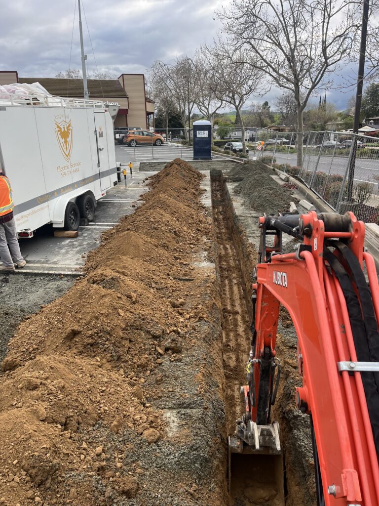 trenching in a parking lot